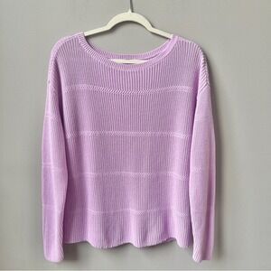Talbots Sweater Women's Large Petite Lilac Purple Cable Knit 100% Pima Cotton